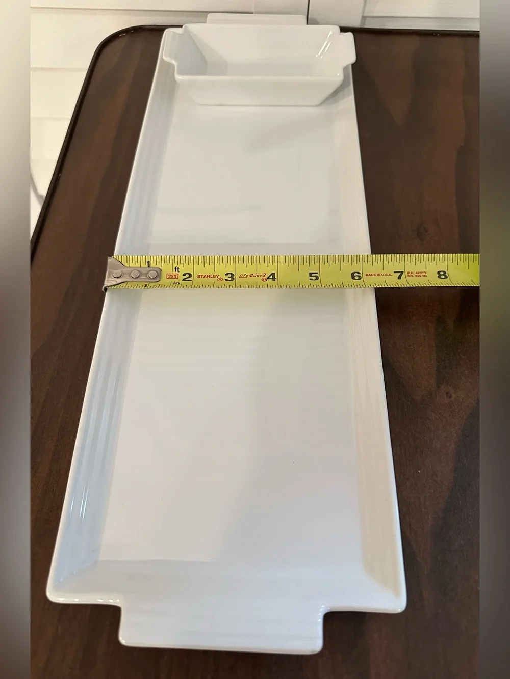 Pier 1 White StonewareCeramic Chip & Dip Serving Platter w/Matching Dipping Dish